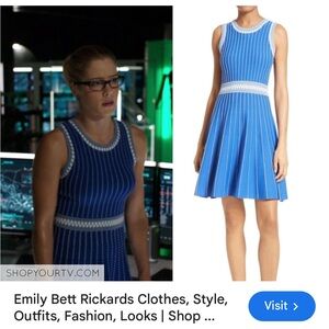 MILLY Sleeveless Striped Knit Mini Dress Vertical Texture Flare small blue